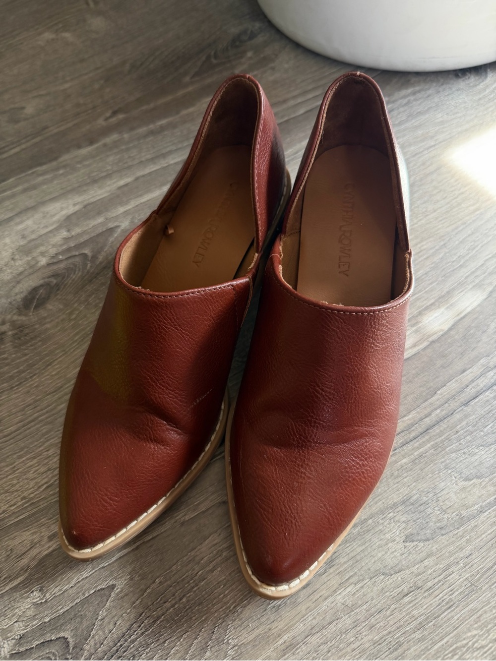 Cynthia Rowley Pointed Slip-On Ankle Booties in Cognac